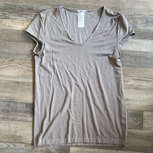 Wolford Women's V-Neck Tan Top size M